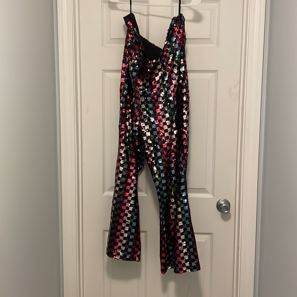 Nasty Gal Sequin Multi-Color Flare Wide Leg Pants/Trousers Size 18
